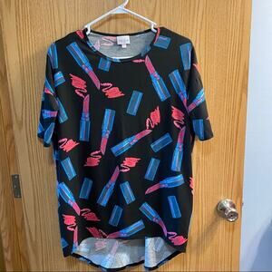 Lularoe Lipstick Irma Hi-Lo Top Size XXS Retro 80s 90s Look